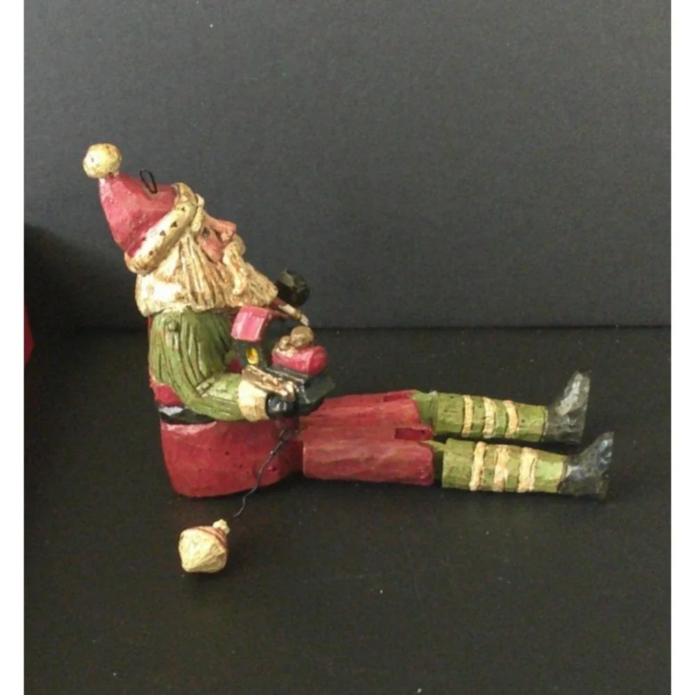 Santa Articulated Dangling Legs Painting Train Christmas Holiday‎ Ornament Resin